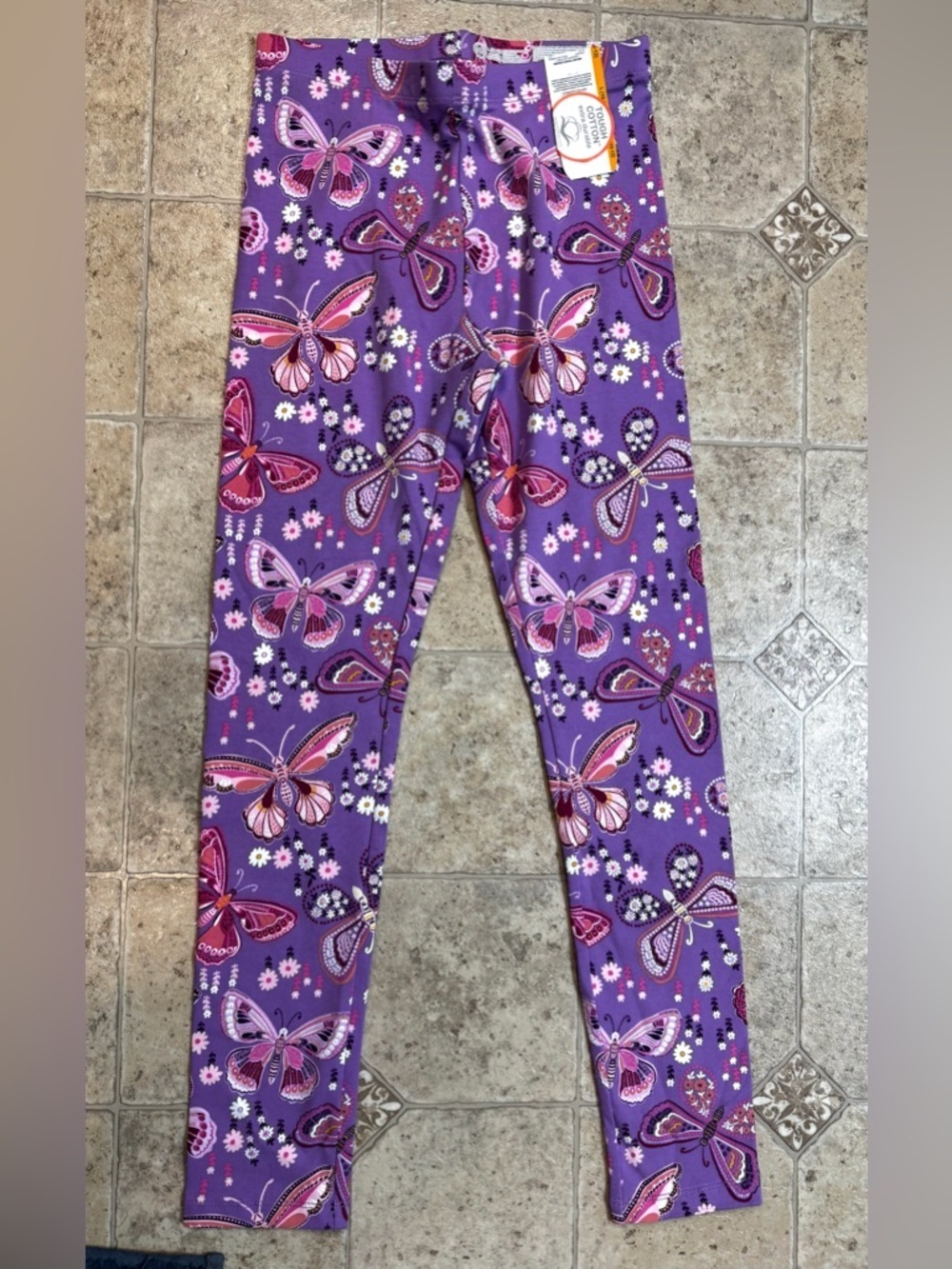 NWT Girls wonder nation Purple Butterfly Leggings Pants Size 10-12